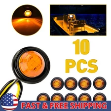 3/4" 12V Marker Lights LED Amber Red White Truck Trailer Round Side Bullet Light
