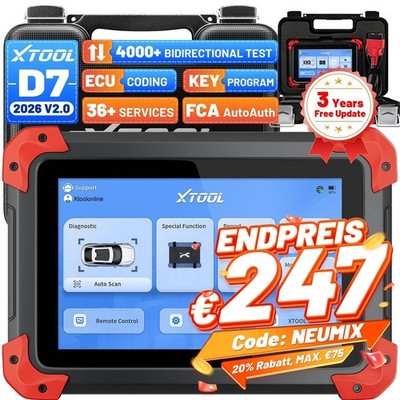 XTOOL D7 2.0 OBD2-Scanner Bidirektionale ECU-Codierung Schlüsselprogrammierung