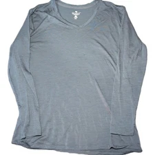 Seg'ments 100% Merino Wool V-Neck Top Women's XXL Grey Long Sleeve Base Layer