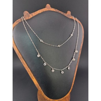 Brillanz Sterlingsilber 2er Set Halsketten 16'' 18'' CZ
