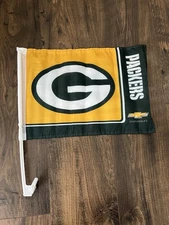 Green Bay Packers Car Window Flag  Chevrolet Logo  11x16
