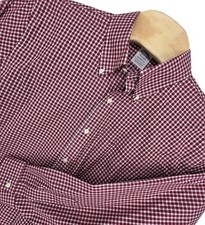 Brooks Brothers Dress Shirt Men 17.5 35 Regent Fit Non Iron Red Micro Check