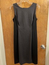 Nine West Black and Gray Sheath Dress Sleeveless Round Neck Knee Length Size 6