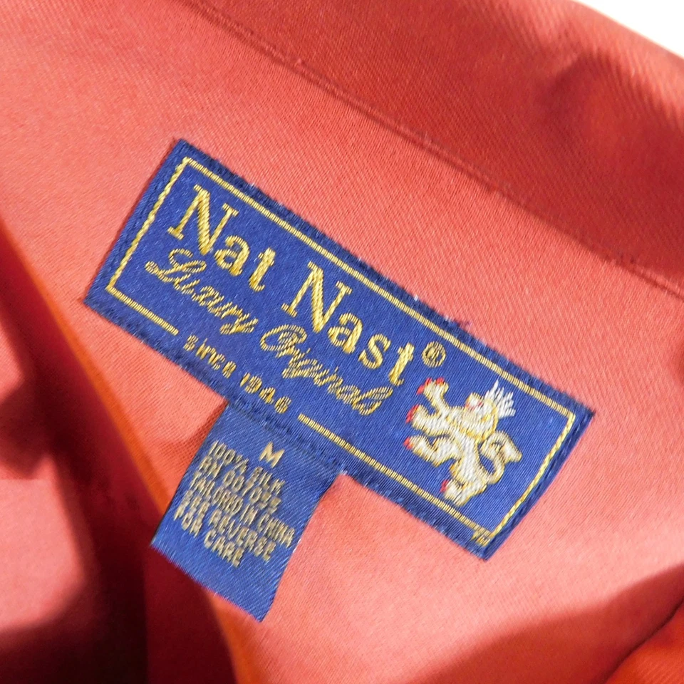 Vtg Nat Nast Men Sz M Silk Shirt Retro Stripe Ricky Bowling Camp Soprano l/s - Image 4 of 4