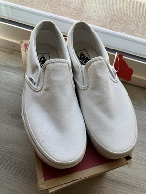 VANS Classic Slip-On White Canvas Men s Shoes US 7 M Round Toe Rubber Sole