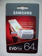 Samsung MicroSDXC EVO Plus Memory Card with Adapter 64GB