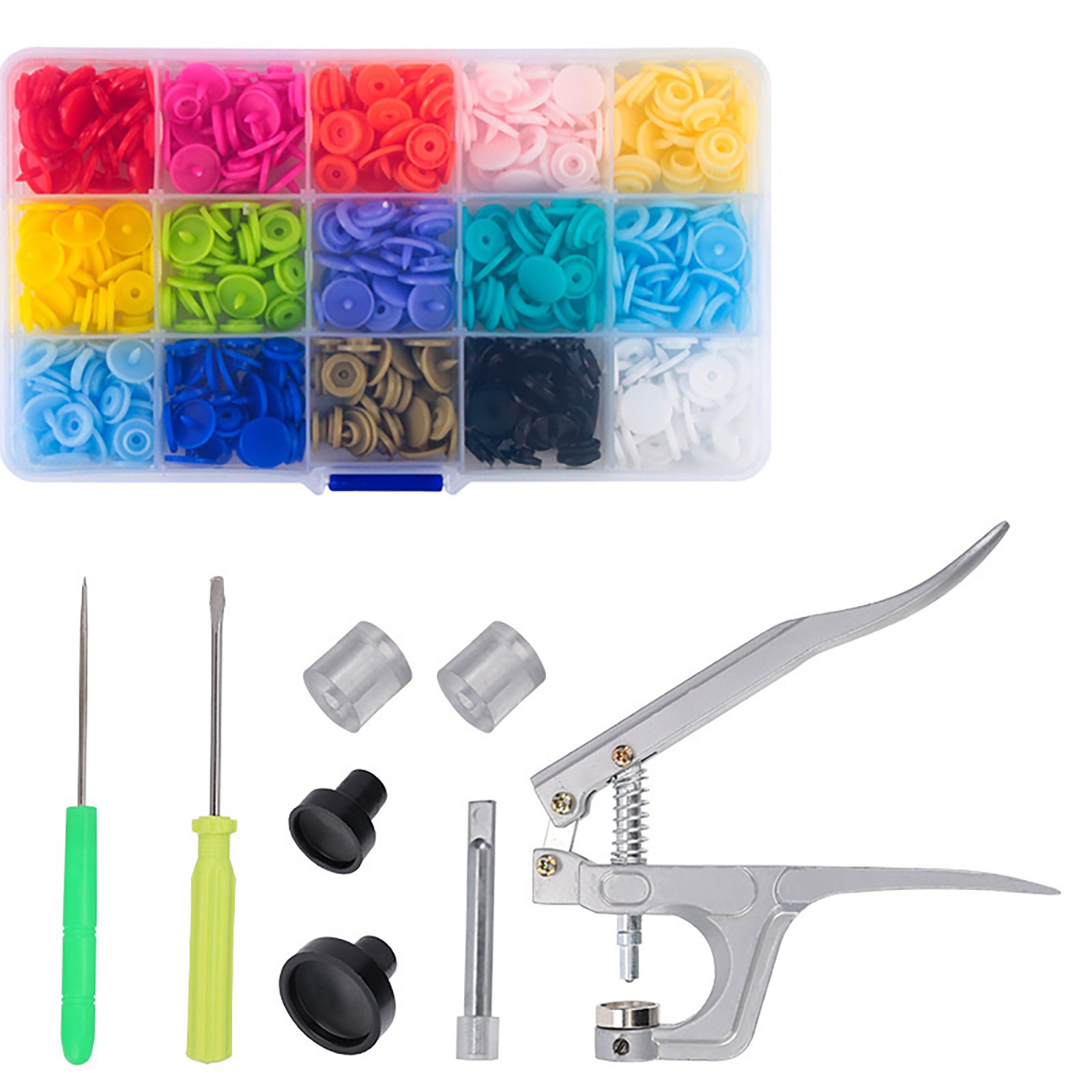 High-Quality 150PCS Snap Buttons Press Tool Kit with Fastener Pliers Mixed Color