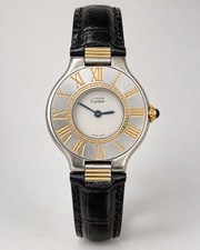 Must de Cartier 21 Ref 9011 Two-Tone Quartz 28mm Roman Bezel Unisex Boxed 1990s