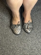 Ballet Flat Slip On NEXT Silver Shoes With Bow  UK Size 6.5 EU 40