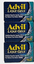 3 Boxes Advil Liqui-Gels 200 MG Ibuprofen Capsules, 20 CT