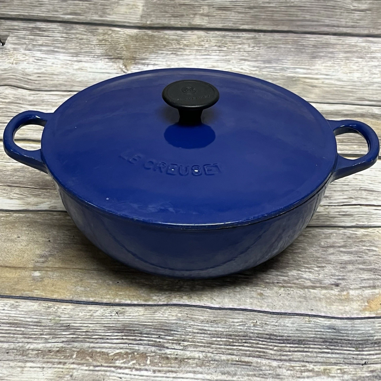 Le Creuset France Blue #22 Cast Iron Soup Pot Dutch Oven 2.75 qt