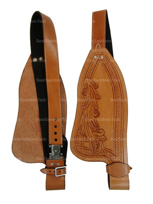 #ad #ad WESTERN SADDLE LEATHER FENDERS USED HAND TOOLED ADULT SIZE WITH BLEVINS BUCKLES $59.98