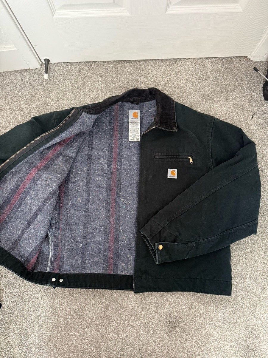 Vintage Carhartt Detroit J01 Black Corduroy Collar Lined Jacket