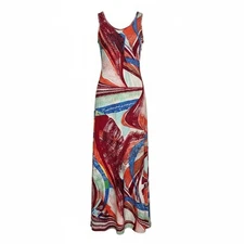 Go Couture Vintage Edition Maxi Dress Stretch Sleeveless Multicolor Size S