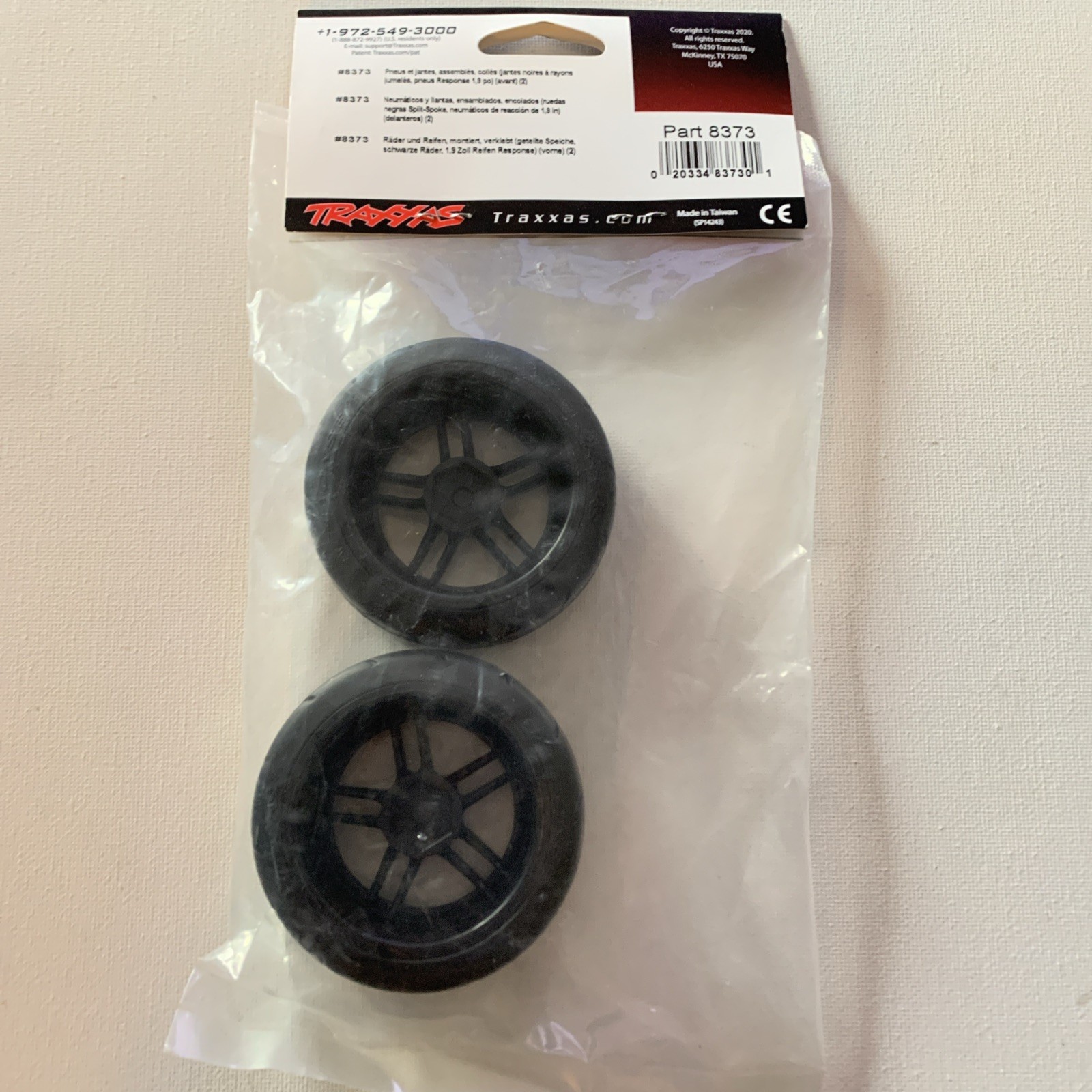 Traxxas Assembled Front Split Spoke Black Chrome Wheel/1.9” Response Tire 8373 