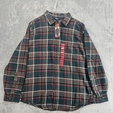 Eddie Bauer Flannel Shirt Men's Size X-Large Mocha Overland Plaid Long Sleeve