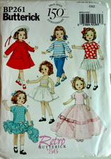 BUTTERICK PATTERN BP261  DRESSES COAT HAT RETRO 1956 18" DOLL CLOTHES UNCUT