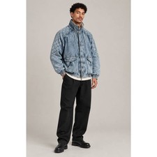 1980's Vintage Acid Blue Jean Flannel Lined Oversized Denim Jacket Andy Johns