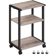 3-Tier Mobile Printer Stand with Storage Adjustable Rolling Cart for Home Office