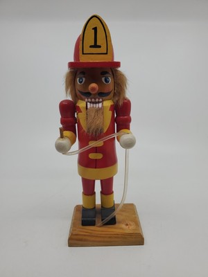 Kurt Adler Fireman Nutcracker Christmas Ornament Hose & Fire Hydrant 10  Wood