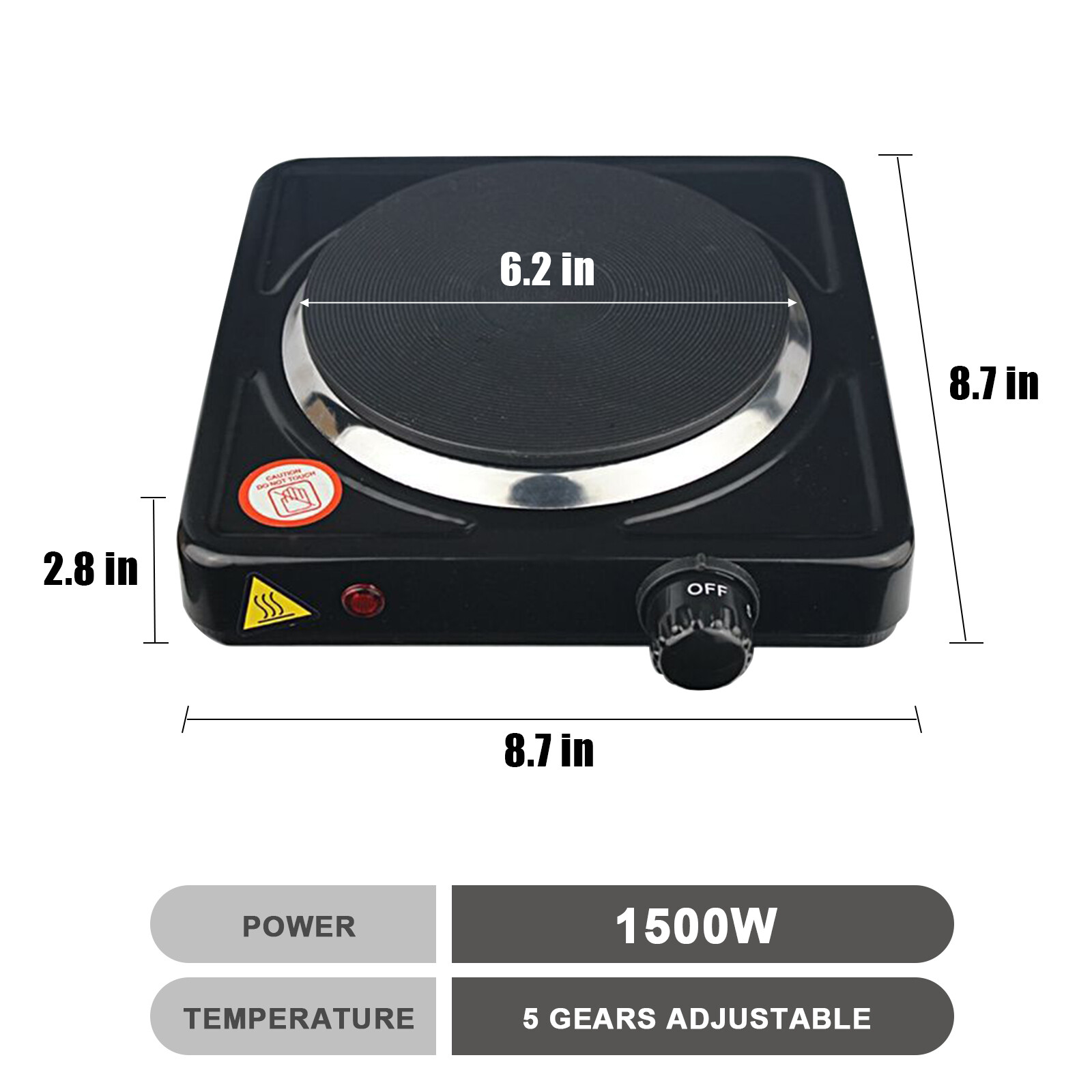 ♨️1500W Portable Single Electric Burner Hot Plate Camping Stove