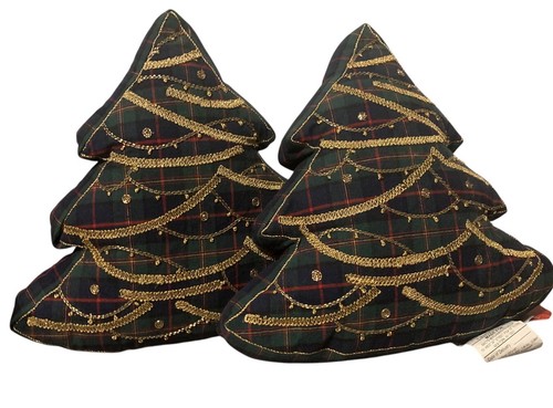 Martha Stewart Holiday Collection Plaid Tree Figural Decorative Pillow 15 X 15