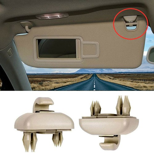 Pair Beige Sun Visor Clip For Audi A3 A4 A5 Q5 A7 B6 B7 B8 S4 S5 TT 8E0857562A - Picture 2 of 5