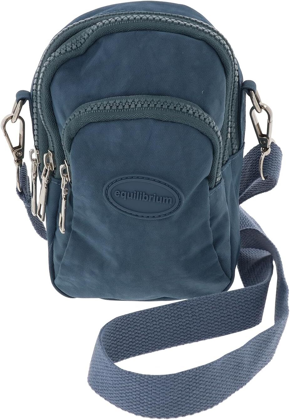 Equilibrium Chic Cross Body Bag with Zip and Detachable Strap Design - Blue w...