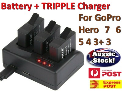 Triple Charger For GoPro Wasabi Power 4 Pack Battery & HERO7 Black & HERO6   Extra Power Kit KIT TC 4PK HERO6 Replacement - Foto 3