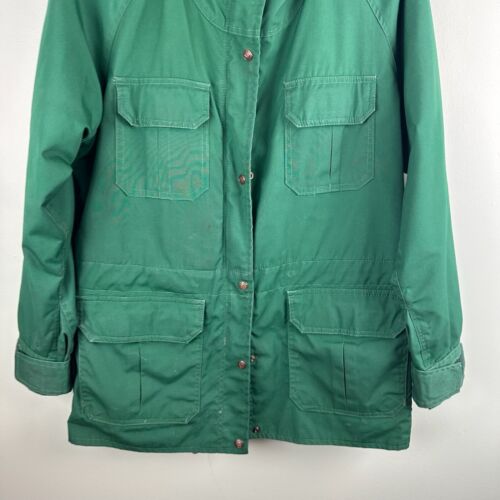 Vintage Eastern Mountain Sports Green Hooded Full Zip Jacket Pockets Lined 70s - Picture 3 of 12