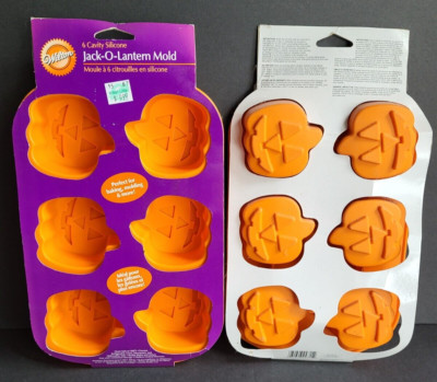SET of 2 Jack O Lantern cupcake candy silicone molds Wilton Halloween pumpkins