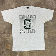 Vintage 90s Michigan State University Shirt Size XL Gray Spartans NCAA