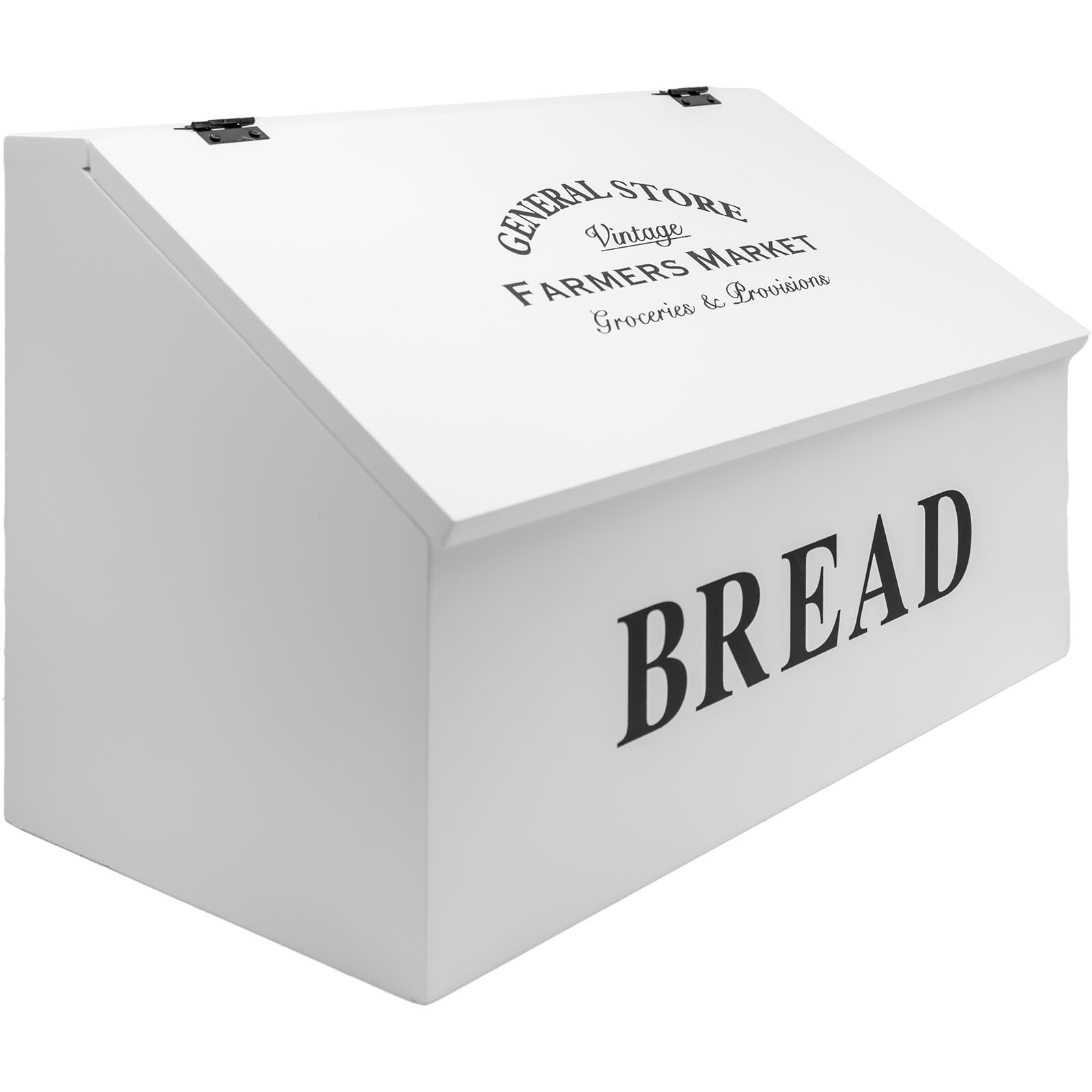 White Wooden Farmhouse General Store Bread Bin Counter Top Kitchen