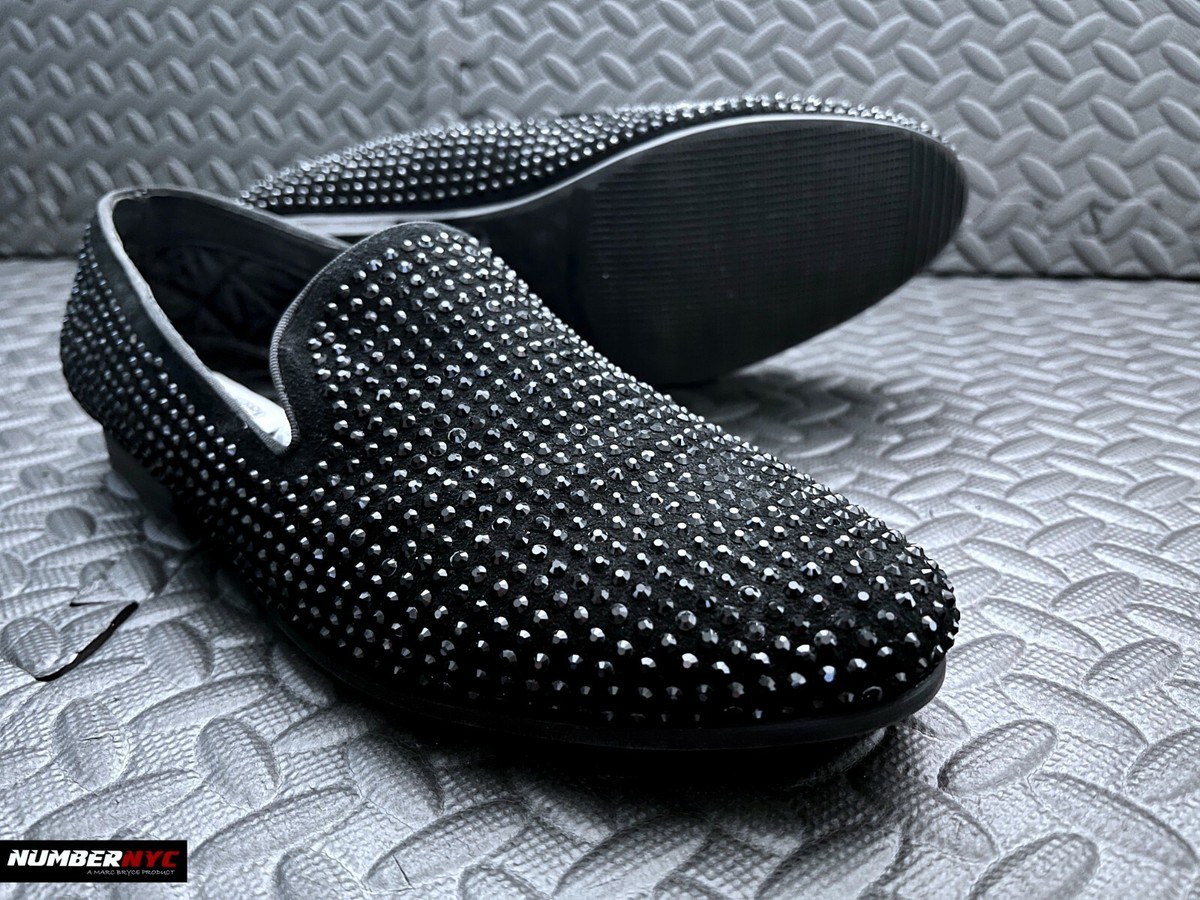 Steve Madden Mens 9 Caviarr Black‎ Silver Studded Loafers Dress Shoes Caviarr Crystal Embellishment Slip-On Loafers - Mens Large  main image 2