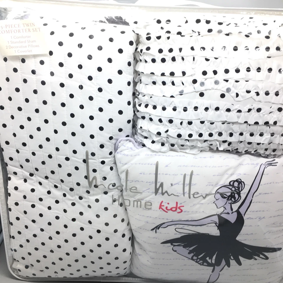 Juego de edredón doble bailarina Nicole Miller lavanda Torre Eiffel negro 5 piezas Foto 2 de 4