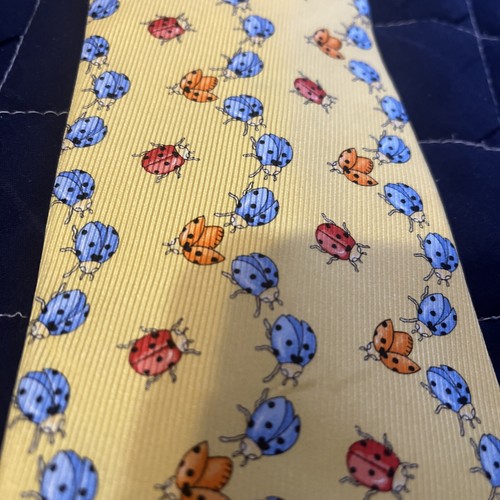 Huntington Mens Necktie Tie Lady Bugs Science Teacher Entomology 57” X 3.75” - Picture 3 of 5