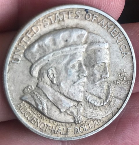 1924 huguenot commemorative half dollar , nice original XF - Picture 3 of 6