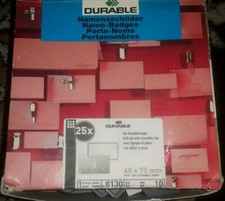 18 Durable 8130 Namensschilder 75 x 40m mit Kombiklemme Clip Card