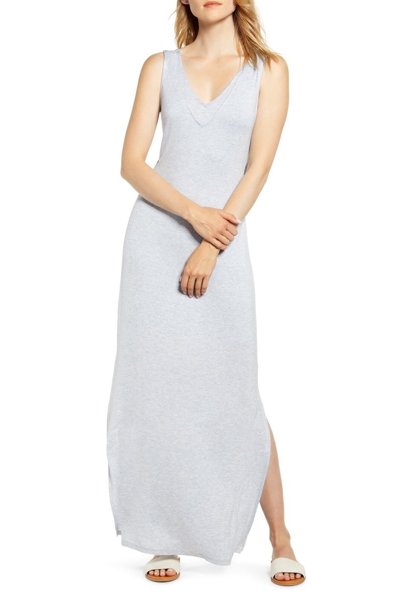 flowy gray dress Grey Floral Puff Sleeve Midi Dress - All Dresses