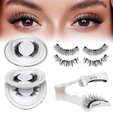 2Set Women's Magnetic Natural Eyelashes Applicator Look Reusable False Eyelashes