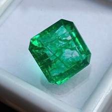 Green Colombian Loose Gemstone Certified 10.70Ct Natural Emerald Asscher Cut