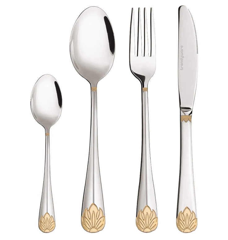 For 6 &ndash; Silver & Gold Flatware &ndash; Spoons, Forks, Knives