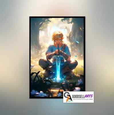 Link Poster Print | Legend of Zelda poster | Nintendo Zelda art Game room decor