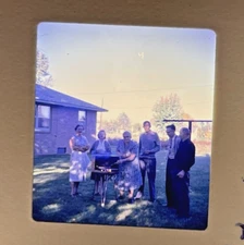 1962 Stereo Realist Slide View MidCentury Backyard Cookout In Peshtigo Wisconsin