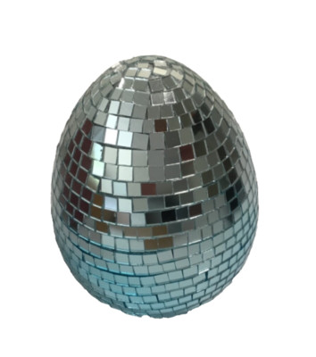 Celebrate Together Disco Easter Egg Table Decor 5.5x4.12x4.12'' Silver/Blue NEW