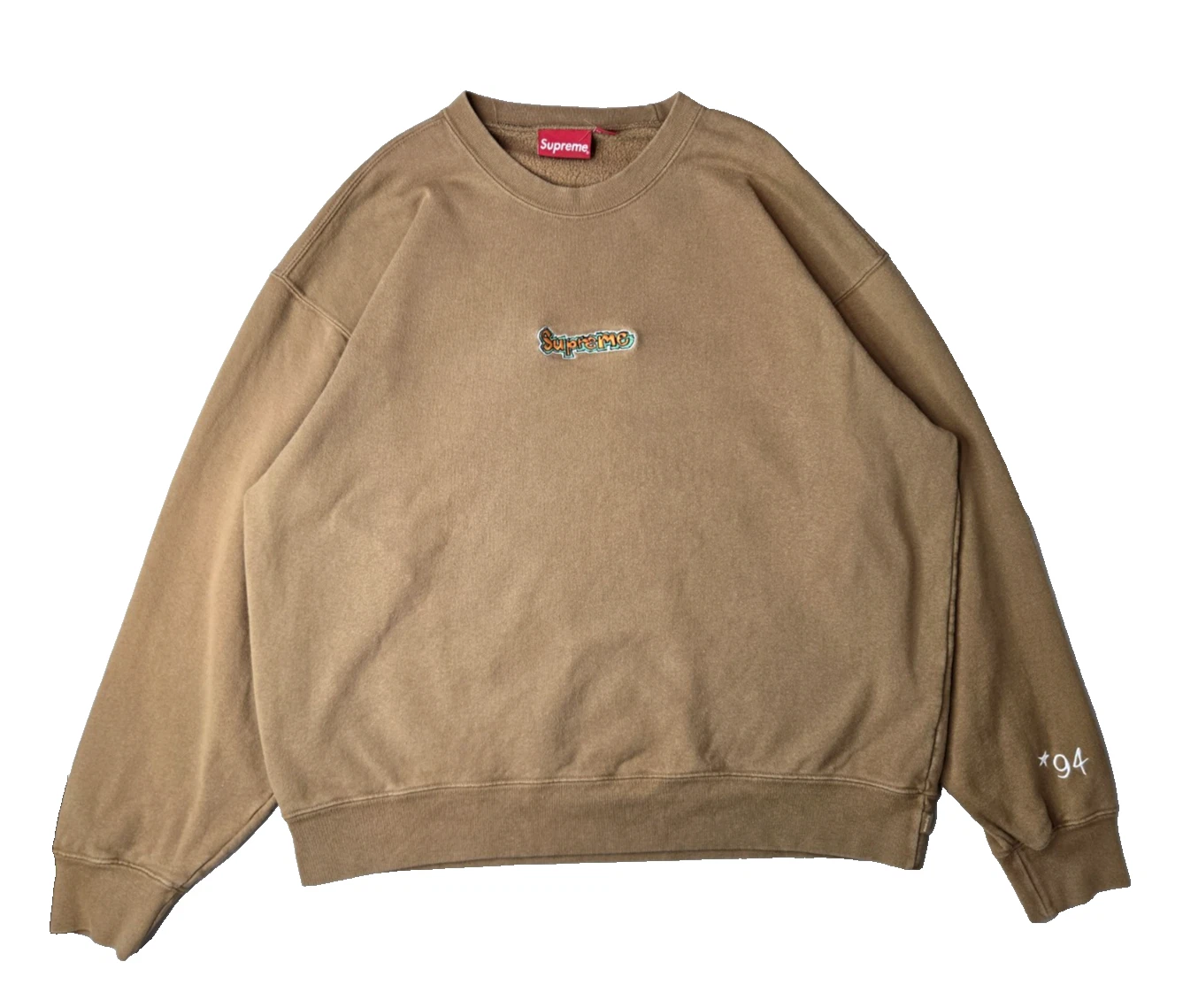 Sweat col rond marron logo graffiti Supreme Gonz 94 homme grand L
