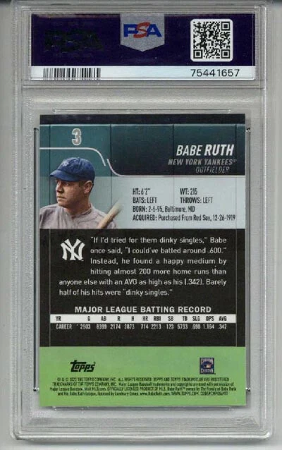 2022 TOPPS STADIUM CLUB CHROME X-FRACTOR #3 BABE RUTH LOU GEHRIG PSA 10 LOW POP - Image 2 of 2