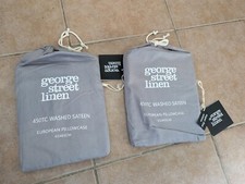 george street linen 450TC WASHED SATEEN EUROPEAN 2 PILLOWCASES 