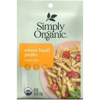 Simply Organic Sweet Basil Pesto Sauce Mix - Vegan - Serves 4 (Pack of 3)