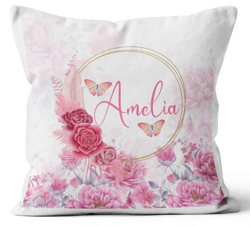 Personalised Any Name Floral Design Cushion Printed Birthday Gift 558 - Picture 4 of 4